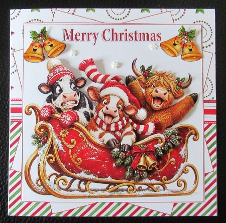7x7 Fun Christmas cow choice of four mini kit by Davina Rundle