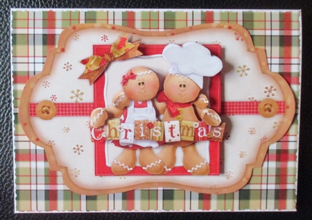 Gingerbread Christmas Shaped Card Front by Davina Rundle