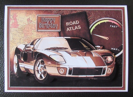 Gold Sports Car Decoupage by Davina Rundle