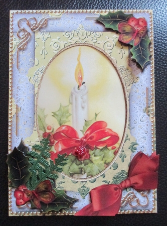 Traditional Candle Holly 7x5in Card Picture and Shaker Frame by Davina Rundle