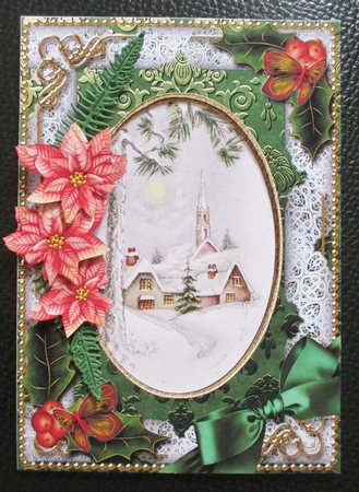 Winter Pub Holly 7x5in Card Picture and Shaker Frame by Davina Rundle
