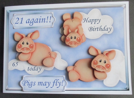 21 Again Pigs May Fly Topper & Decoupage by Davina Rundle