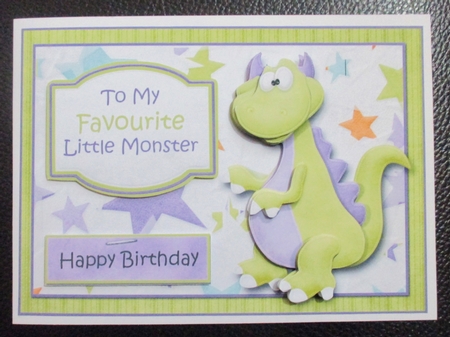 To My Favorite Little Monster Card Front with Decoupage by Davina Rundle