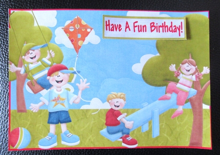 Fun at the Park Childrens Decoupage Card by Davina Rundle