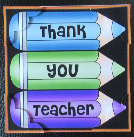 8 x 8 Thank You Teacher Pencils Scalloped Corner Topper by Davina Rundle