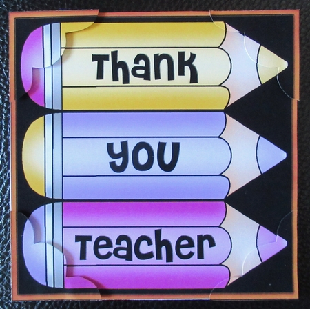 8 x 8 Thank You Teacher Pencils Scalloped Corner Topper by Davina Rundle
