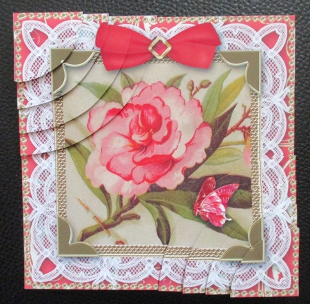 Oriental Peony Lace 6in Duo Corner Stack Card Front by Davina Rundle
