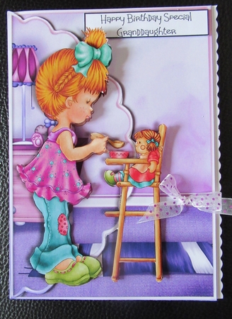 Playing Mum Scalloped Edge Envelope Card by Davina Rundle
