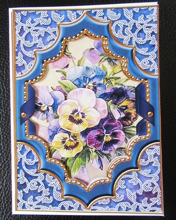Blue Pansies Diamond 7x5inch Picture Card Front Frame by Davina Rundle