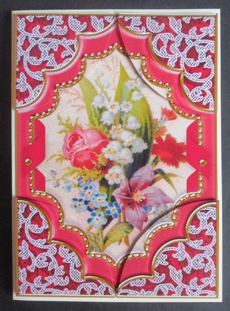 Mixed Bouquet Ornate Diamond 7x5 All 4 Corner Stacker by Davina Rundle