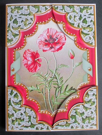 Painted Poppies Ornate Diamond 7x5 All 4 Corner Stacker by Davina Rundle