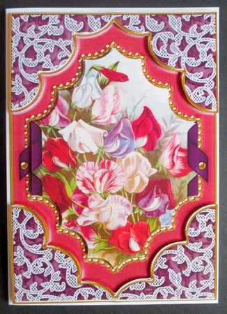 Sweet Peas Ornate Diamond 7x5in Decoupage Step-by-step by Davina Rundle