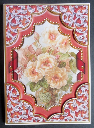 Peach Roses Ornate Diamond 7x5in Decoupage Step-by-step by Davina Rundle