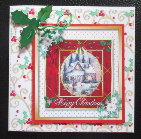 Holly Flourish on White Christmas Background Paper by Davina Rundle