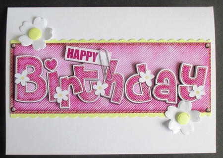 Large Dl Happy Birthday Denim N Daisies Quick Card Decoupage by Davina Rundle