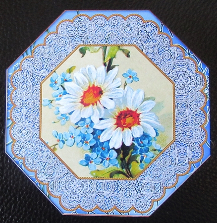 Blue Daisies Octagon Card Base and Shaker Frame by Davina Rundle