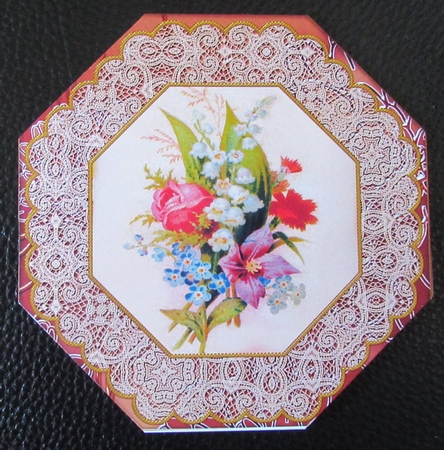 Mixed Floral Bouquet Octagon Lace Card Base Shaker Frame by Davina Rundle
