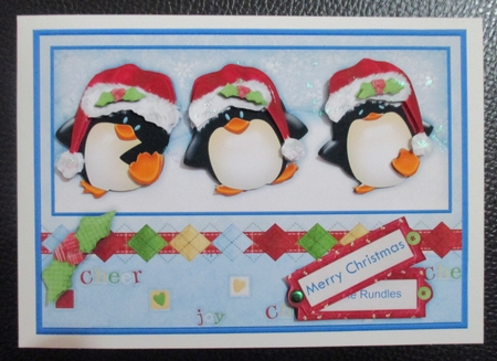 3 Merry Penguins Christmas Decoupage by Davina Rundle