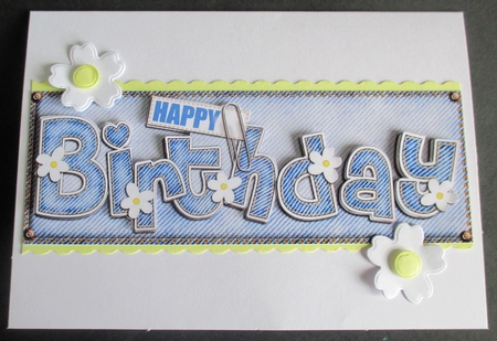 Large Dl Happy Birthday Denim N Daisies Quick Card Decoupage by Davina Rundle