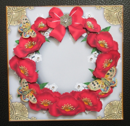 Red Poppies and Butterflies Plain 3D Ring Decoupage Sheet by Davina Rundle