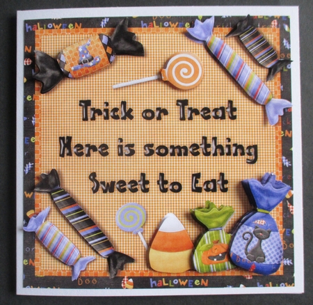 Something Sweet Halloween Square Card Front with Decoupage by Davina Rundle