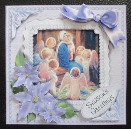 Madonna & Angels in a Lace Frame - Square Card Front by Davina Rundle
