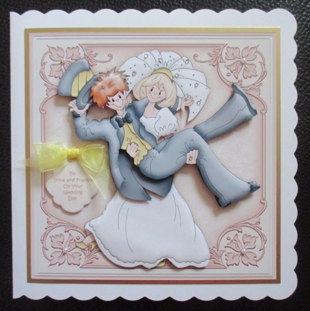 Whimsey Wedding Bride Carrying Groom Decoupage by Davina Rundle