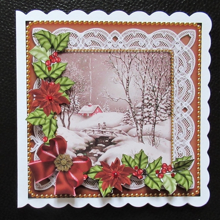 Winter Walk Bronze Poinsettia 3D Decoupage Step by Step by Davina Rundle