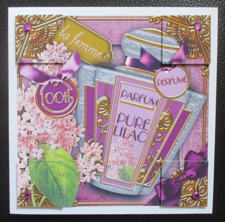 Pure Lilacs Perfume 100th Birthday 8in Picture Topper by Davina Rundle