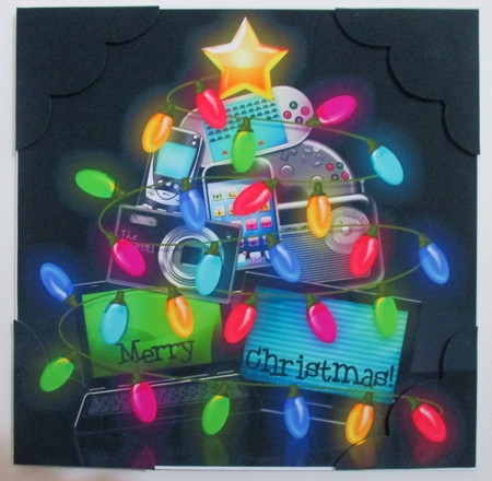 8 x 8 Fun Christmas Gadgets N Gizmos Scalloped Corner Topper by Davina Rundle
