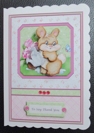 Bunny & Busy Lizzies Topper and Decoupage by Davina Rundle