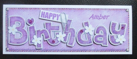 Large Dl Happy Birthday Denim N Daisies Quick Card Decoupage by Davina Rundle