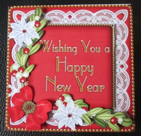 Happy New Year Red White Poinsettia Decoupage Step by Step by Davina Rundle