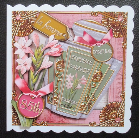 Freesias Perfume 85th Birthday Step by Step Decoupage Sheet by Davina Rundle