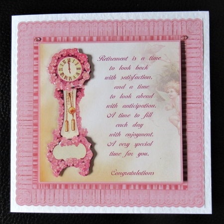 Retirement Clock 8 x 8 Card Front by Davina Rundle