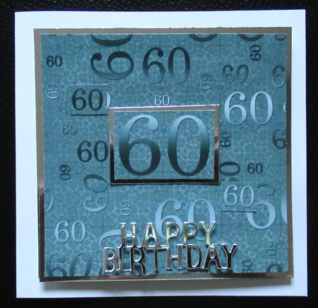 Dusky Teal Metallic 60 Birthday A4 Backing Paper by Davina Rundle