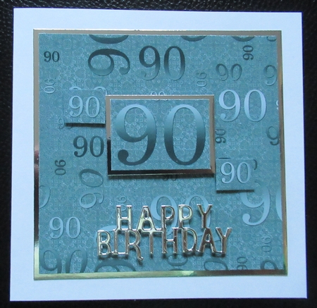 Dusky Teal Metallic 90 Birthday A4 Backing Paper by Davina Rundle