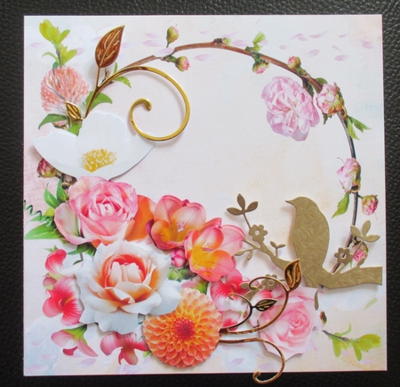 Flowers & Scattered Petals 8x8inch Card Front by Davina Rundle