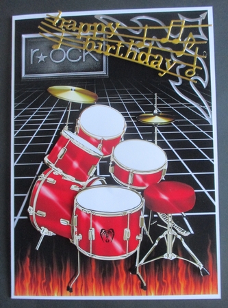 Rock Red Drums Card Front by Davina Rundle