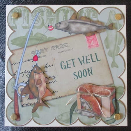 Olive Fishing Get Well Soon 8in Decoupage Step by Step by Davina Rundle