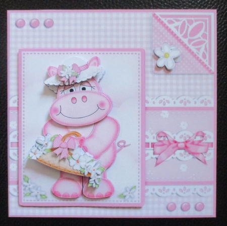 Hilda Hippo's Bonnet Quick Card N 3D Decoupage by Davina Rundle
