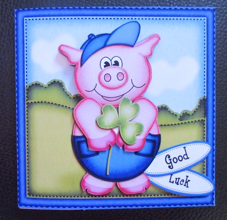 Ziggy Piggy's Good Luck Clover Quick Card N 3D Decoupage by Davina Rundle