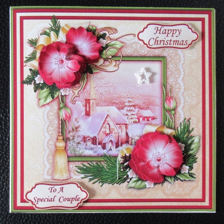 Christmas Rose Frame & Church in Gold by Davina Rundle