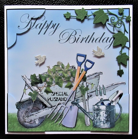8 x 8 Gardening Birthday Scalloped Corner Topper by Davina Rundle