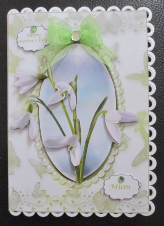 Snowdrops in a Flutter Frame Card Topper by Davina Rundle