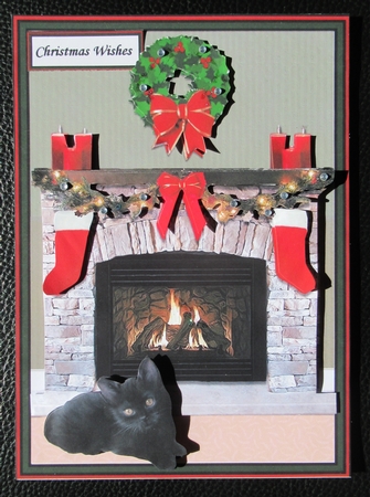 Christmas Fireplace Scene 3D Decoupage by Davina Rundle