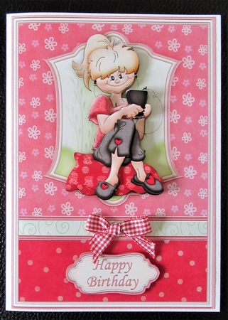 Iphone Girl Birthday Card Topper and Decoupage by Davina Rundle