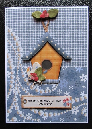 Merry Christmas New Home Card Front with Decoupage by Davina Rundle