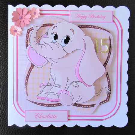 Pink Elephant Card Front by Davina Rundle