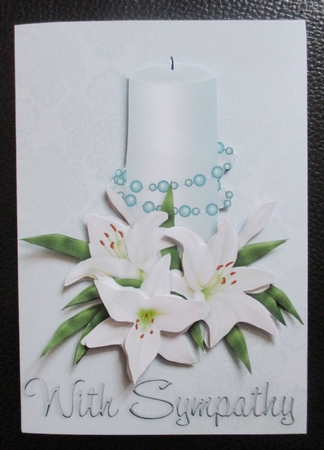 White Lilies and Candle Sympathy Card Front by Davina Rundle